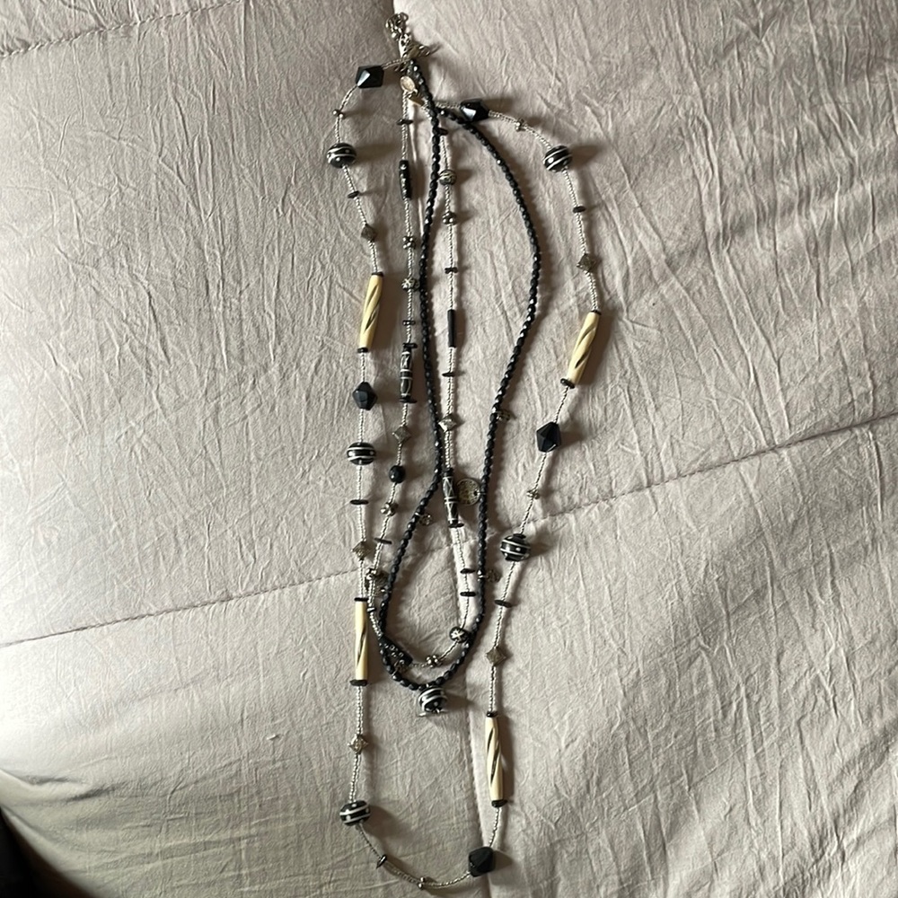 Chicos Black multi strand necklace